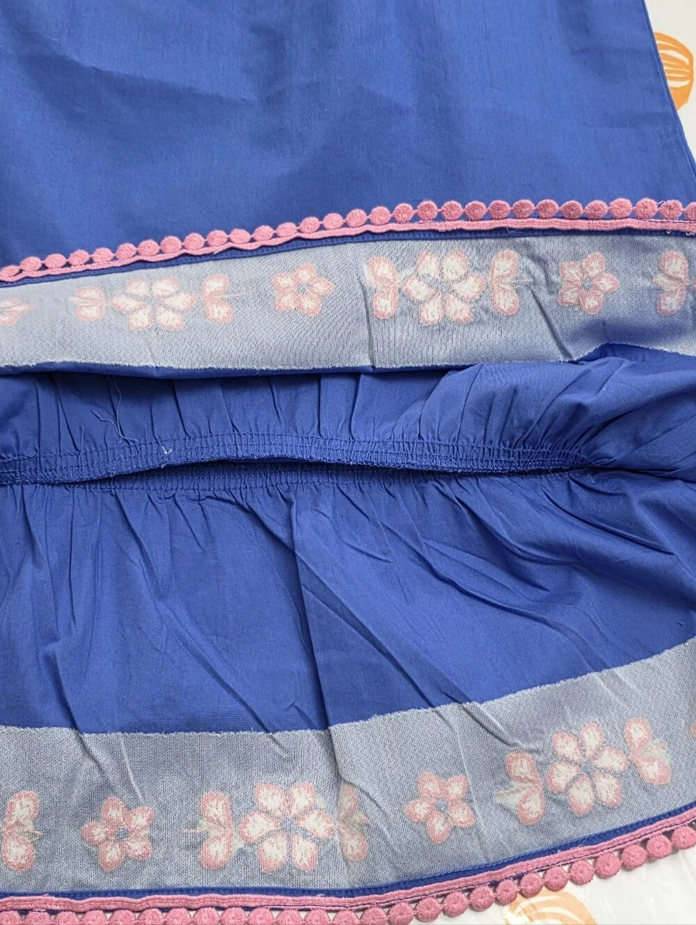 Gymboree Girls Blue Dress with Pink Floral Embroidery Size 12 NEW